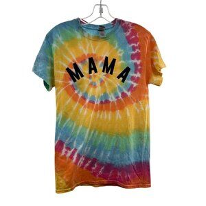 Gildan Women's Tie Dye "Mama" T-Shirt Multicolor Size Small